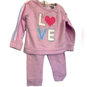 Place Pink Love Pajama Set with Heart Design